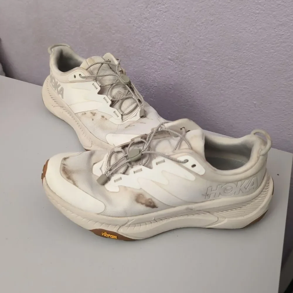 HOKA One One Transport Shoes Women Size 8 B Eggnog Beige Vibram Hiking Trail